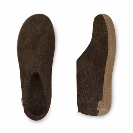 Tøffel/sko med skinnsåle fra Glerups, brown (str 35)