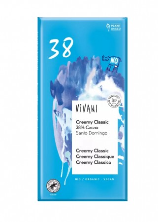 Lys sjokolade, creemy classic, økologisk og vegansk fra Vivani, 80 g (BF: 04.2024) 