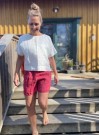 Jeri Linen Shorts, linshorts fra Linenfox - chilli red thumbnail