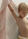 SAARI (stor) - Badehåndkle/sengeteppe/duk/piknikkteppe i 100% lin fra Lapuan Kankurit,lys ferskenrosa/blå thumbnail