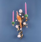 Vegglysestake med fugl, orange/gull/grønn thumbnail