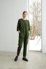 Martin jumpsuit, buksedress fra Linenfox - Forest green (ekstra lange bein) thumbnail