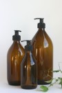 Brun pumpeflaske i glass, 0,25 liter (uten innhold)  thumbnail