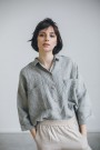 Kay shirt, linskjorte fra Linenfox, grey stripes (str L/XL) thumbnail