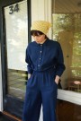Work jumpsuit, buksedress i lin fra Linenfox - navy blue thumbnail
