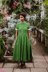 Classic dress, short sleeve Spring Green