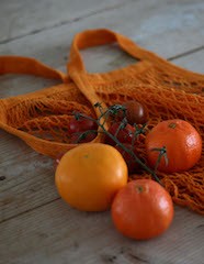 Orange bestemornett i økologisk bomull