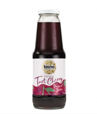Tart cherry juice, økologisk kirsebærjuice fra Biona, 1 liter 