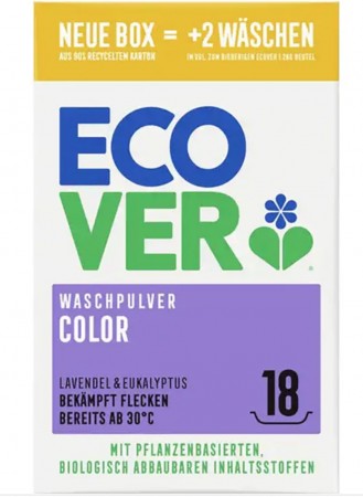 Ecover color washing powder, lavendel & eukalyptus, 1,35 kg