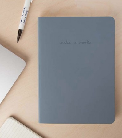 'Make a Mark' notatbok A5, omslag i resirkulert lær - dusty blue