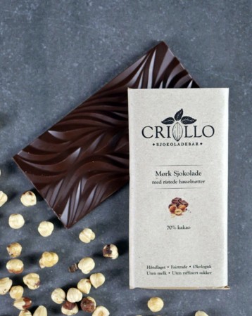 Criollo Sjokoladeplate Hasselnøtter 70%
