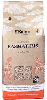 Basmatiris, fullkorn, 1 kg, økologisk, Manna