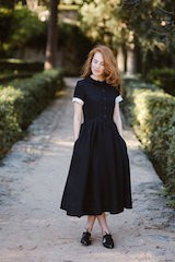 Classic dress, short sleeve Black Pansy