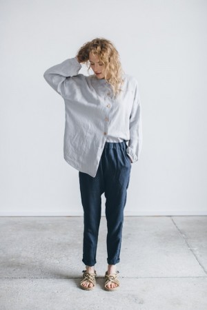 Nova Trousers linbukse fra Linenfox - Graphite Grey (smal linbukse) 
