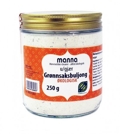 Grønnsaksbuljong u/gjær, pulver, 250 g, økologisk, Manna