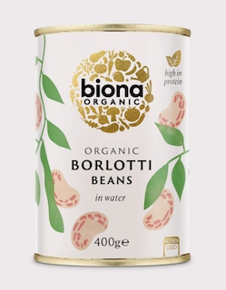 Borlotti beans økologisk og hermetisk fra Biona.  400 g