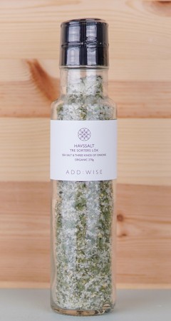 Krydderkvern Havsalt med Tre typer løk fra Add wise, 270g, økologisk