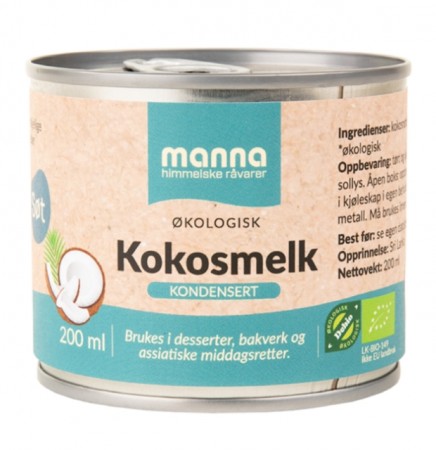 Kokosmelk kondensert fra Manna, 200 ml, økologisk