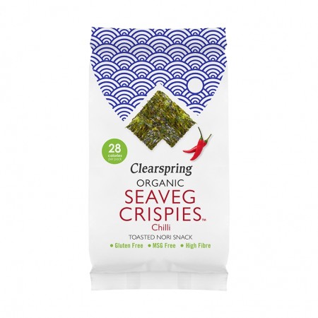 Seaveg crispies chili fra Clearspring (B.F: 17.05.24)