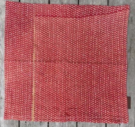 Putetrekk i 100% bomullssari med kantha, 50 x 50 (varm rød, beige og lys brun) no. 02