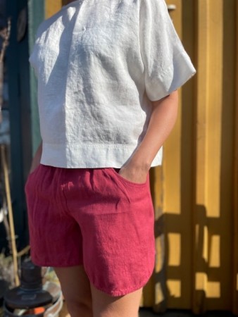 Jeri Linen Shorts, linshorts fra Linenfox - chilli red