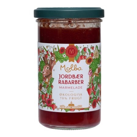 Jordbær og Rabarbra marmelade, økologisk fra Rømer Vegan, 290g