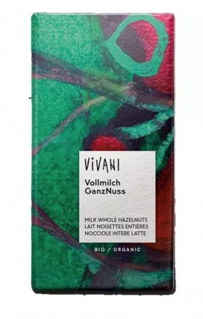 Sjokolade med hasselnøtter fra Vivani, økologisk, 100g