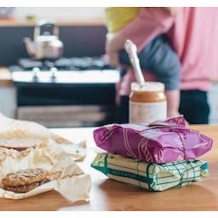Bee`s Wrap sandwichwrap offwhite/turkis rutete