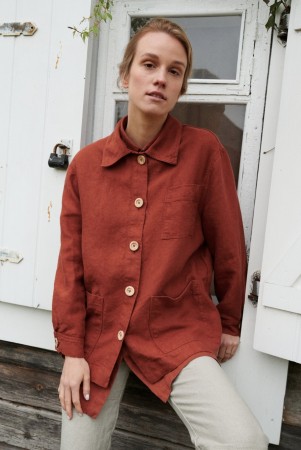Bill jacket- linjakke fra Linenfox - terracotta - alle str