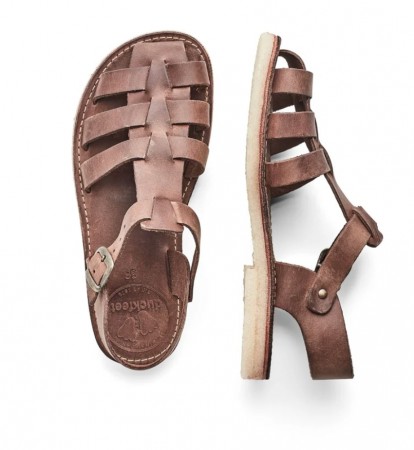 Ringkøbing (Cocoa), mørk brun skinnsandal fra Duckfeet