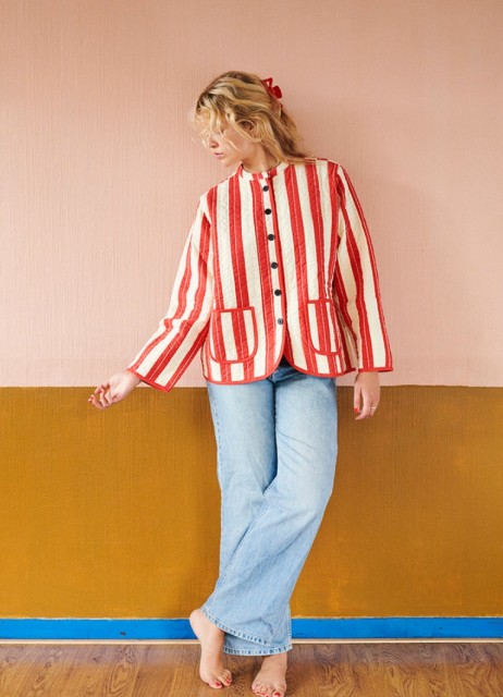 MUMU CHINA JACKET, stripete jakke fra Habiba - rød 